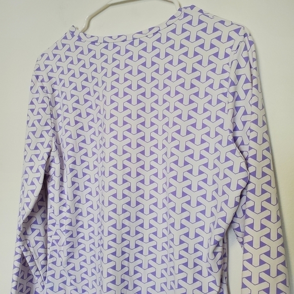 J McLaughlin Purple and White Print Top - Picture 7 of 9